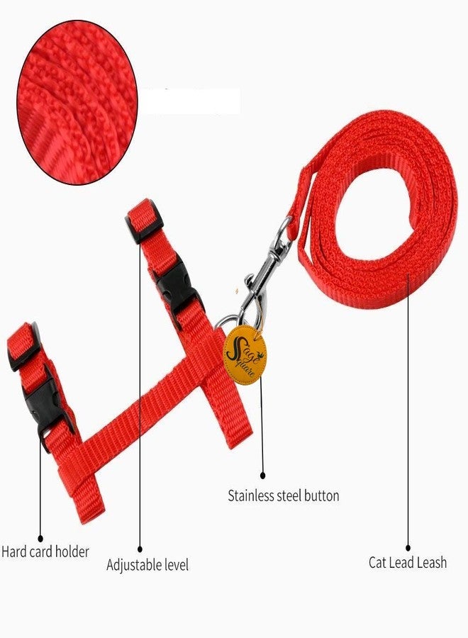 Sage Square Durable & Adjustable Harness with Leash Rope Set for Cat (Red) - Image 3